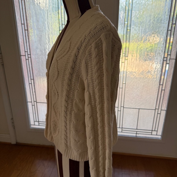 Hazel Moon Cable Knit Button Cardigan Sweater Women's Sz Small Cream Cottagecore - Picture 5 of 10